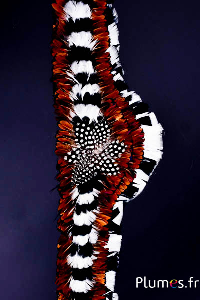 Fascetta per cappello modello n. 1 - 75 x 8 cm - parte centrale 13 cm - bianco-nero-naturale